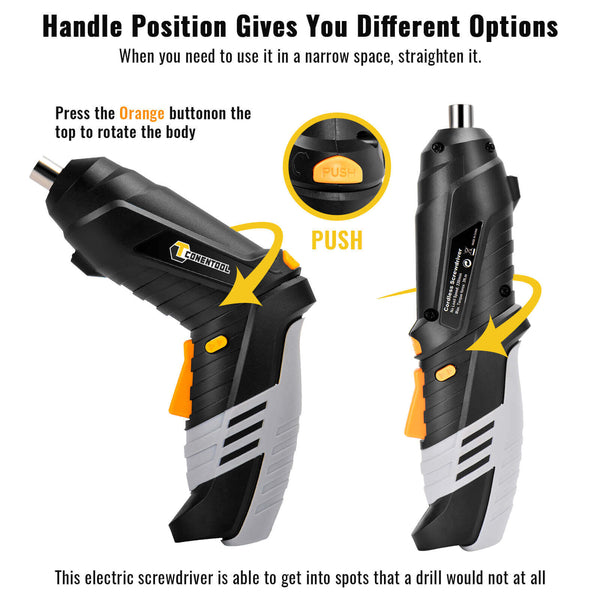 Cordless Screwdriver | CONENTOOL 3.6V Electric Drill | Household Battery Rechargeable Drill Driver Power | 46pcs Accessories, Multipurpose, with LED Light