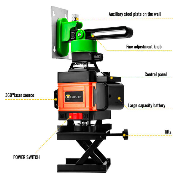 Remote Control Self-leveling Laser Level Tool Green 16 line 3D  | CONENTOOL