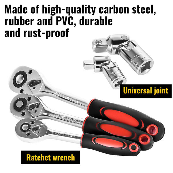 Wrenches Set Household Hand Tool Case Socket with Plastic Toolbox  | CONENTOOL