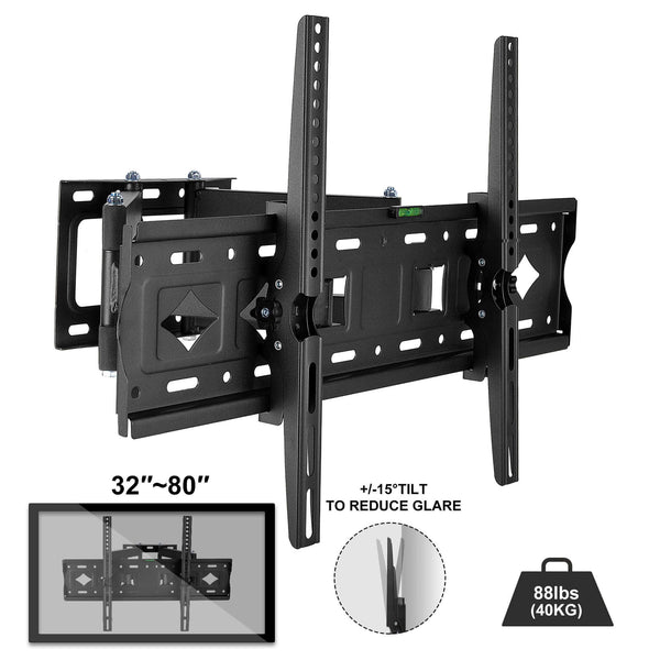 Full Motion TV Wall Mount Bracket for Flat/Curved TVs, Apply To 32-80 Inch, Supports up to 600x400mm  | CONENTOOL