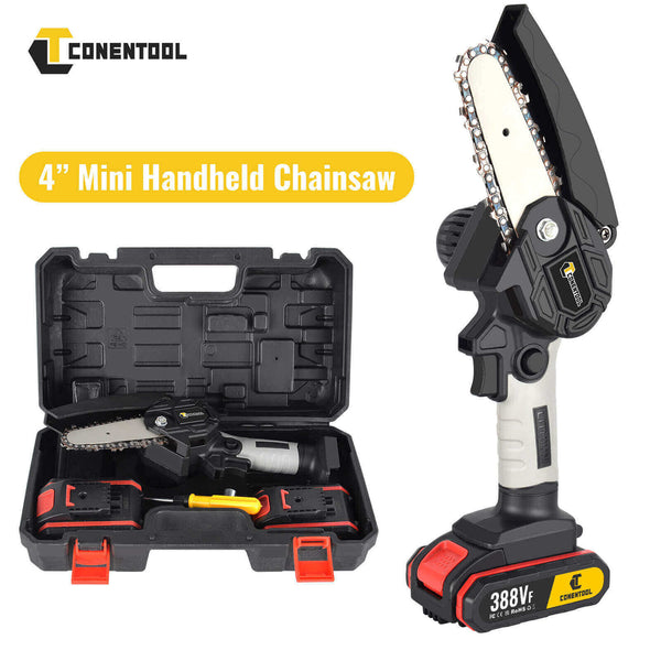 Mini Chainsaw Chainsaw With LED Light And 2 Batteries Cordless Chainsaw For Wood Cutting | CONENTOOL