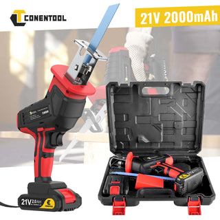 21V 2000mAh Cordless Reciprocating Saw, With 2 Rechargeable Battery, LED Lighting | CONENTOOL