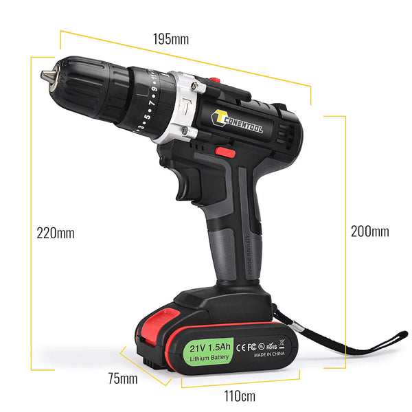 21V Cordless Drill | Screwdriver Set With 2 Batteries I CONENTOOL Power Tools