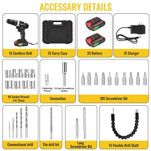 21V Cordless Drill | Screwdriver Set With 2 Batteries I CONENTOOL Power Tools