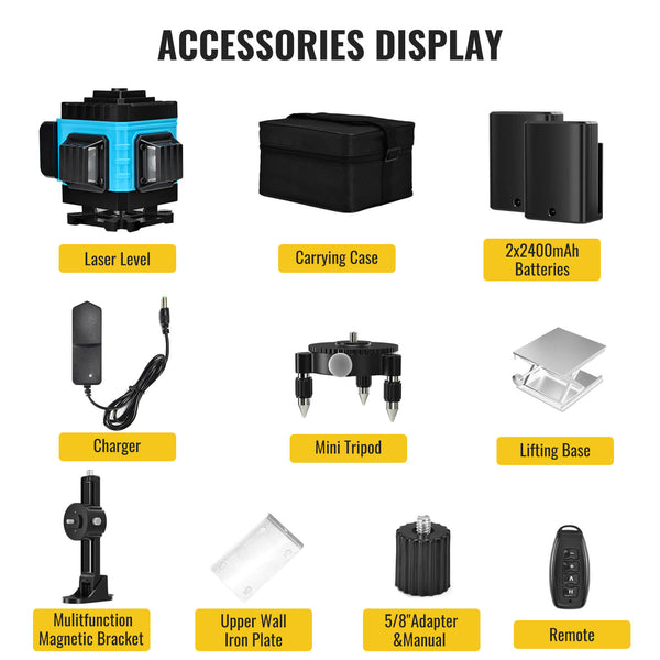 Remote Control Self Adjustable Laser Level 12 Line 3D Blue | CONENTOOL