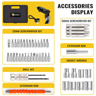 Cordless Screwdriver Electric Drill, with LED Light, 46pcs Accessories, Multipurpose, 3.6V | CONENTOOL