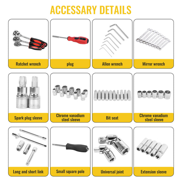 Wrenches Set Household Hand Tool Case Socket with Plastic Toolbox  | CONENTOOL