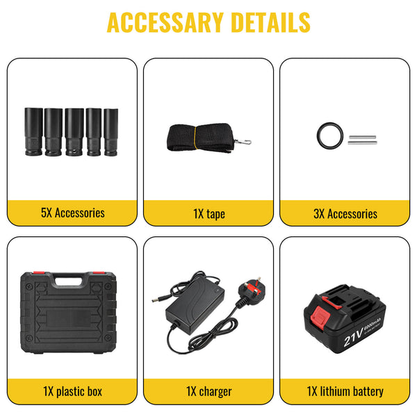 21V Cordless Impact Wrench, 6000mah Powerful Brushless Motor  | CONENTOOL