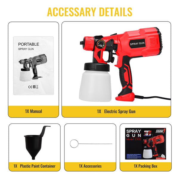 A High-Powered Electric Paint Sprayer with an Adjustable Nozzle Holds 800ml | CONENTOOL