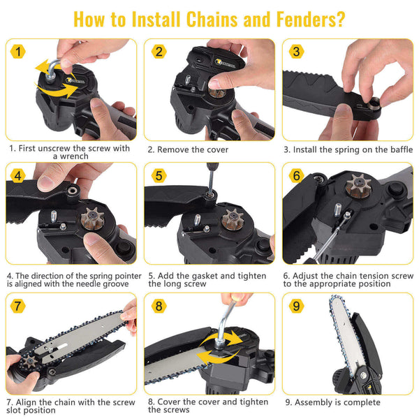 Mini Chainsaw Chainsaw With LED Light And 2 Batteries Cordless Chainsaw For Wood Cutting | CONENTOOL