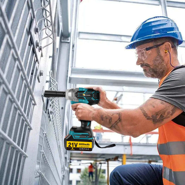 21 V Brushless Cordless Max Impact Wrench Driver, 2 Speed Mode, 5 Outlets, LED Lights 6000 mA | CONENTOOL