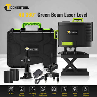 CONENTOOL Multipurpose 360° Self Leveling Cross Line Laser Level, Vertical and Horizontal Line, Rotatable 360 Degree, Carrying Case, TWO Battery