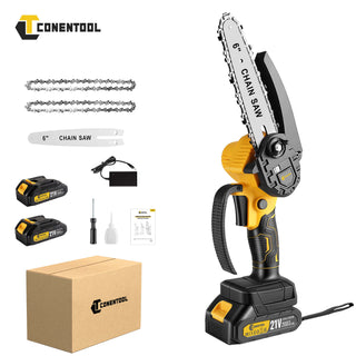 CONENTOOL CSE-06 6 Inch Mini Chainsaw Cordless Handheld With Safety Lock 2*2000mAh