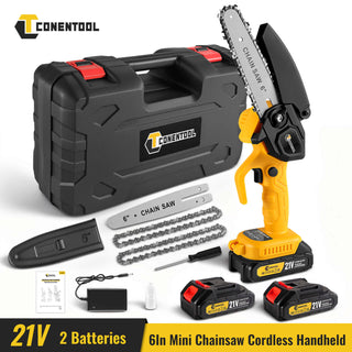CONENTOOL CSE-05 6In Mini Chainsaw Cordless Handheld With Safety Lock 2*2000mAh