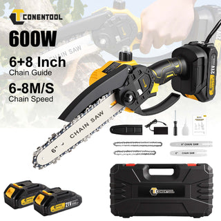 CONENTOOL CSE-06 6+8 Inch Mini Chainsaw Cordless Handheld With Safety Lock 2*2000mAh