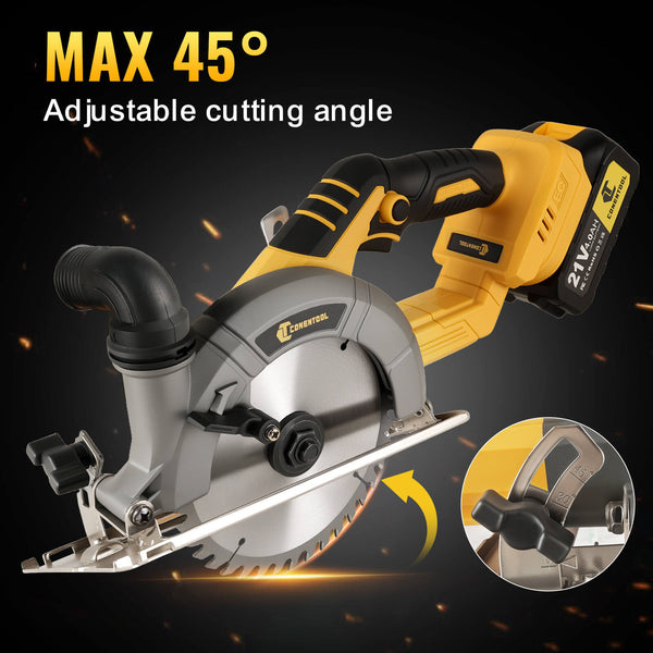 CONENTOOL LJF-03 Handheld Cordless Circular Saw, Equipped With Brushless Motor and Safety Lock 2*4000mAh