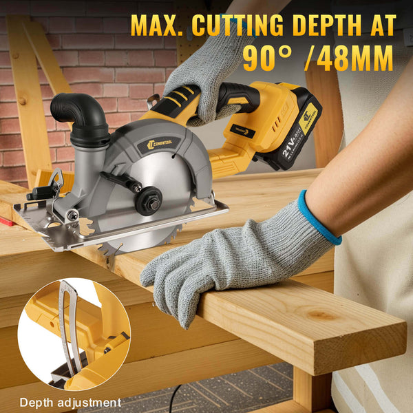 CONENTOOL LJF-03 Handheld Cordless Circular Saw, Equipped With Brushless Motor and Safety Lock 2*4000mAh