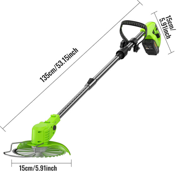 CONENTOOL D1001 Cordless Strimmer Grass Trimmer Cutter Garden Lawn Edger +2 Rechargeable Battery, 2000mAh