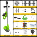 CONENTOOL D1001 Cordless Strimmer Grass Trimmer Cutter Garden Lawn Edger +2 Rechargeable Battery, 2000mAh