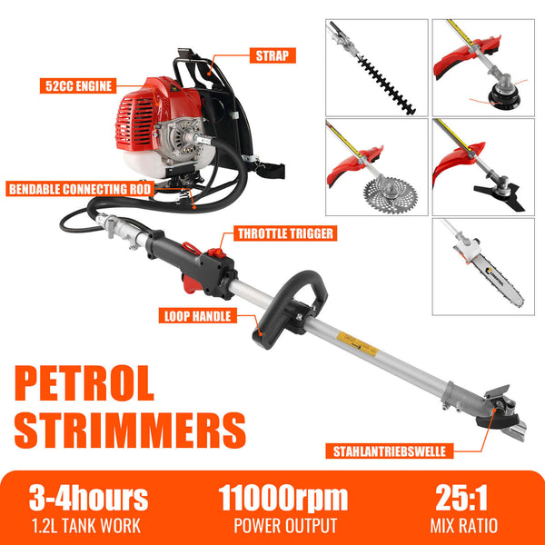 CONENTOOL WS-52-5B 5 in 1 Backpack, Multi Tool, Petrol Strimmer, BrushCutter Garden Chainsaw