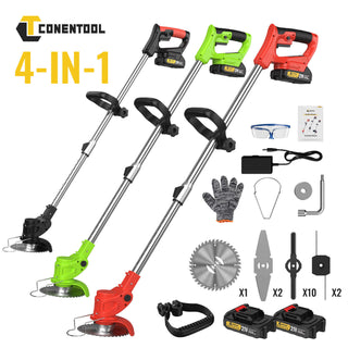 CONENTOOL D1002 21V Cordless Strimmer Grass Trimmer Cutter Garden Lawn Edger +2 Rechargeable Battery, 2000mAh
