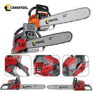 Conentool 2.5kW 2-Stroke 62CC Engine Petrol Chainsaw, With 22-inch Metal Chainsaw Blade And 550ml Large Capacity Fuel Tank