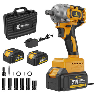 Conentool CTIW-W21V-014 21V Drill Driver Set, 2-in-1 Multifunctional Impact Wrench, With 2X 4000mAh Batteries, 680 N.m 12pcs Wrench Accessories