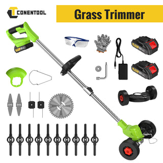 CONENTOOL D1003 21V Cordless Strimmer Grass Trimmer Cutter Garden Lawn Edger +2 Rechargeable Battery, 2000mAh, Suitable For Yards & Gardens