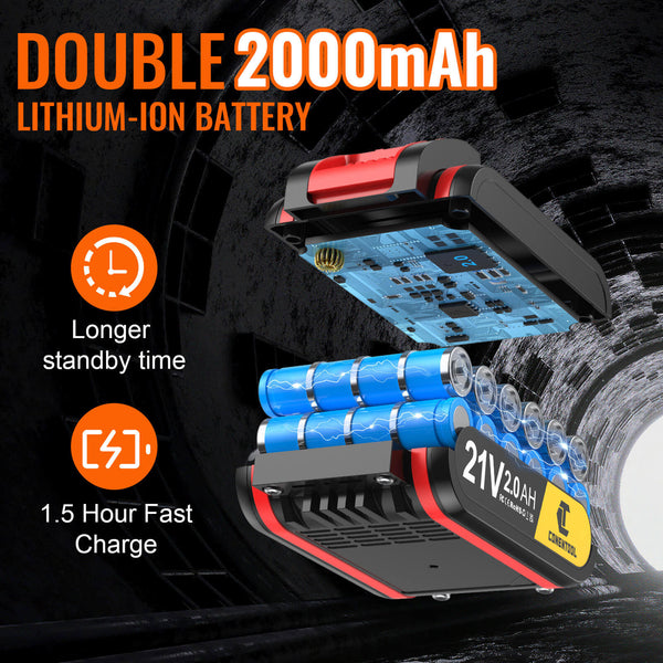 Conentool CTCD-Y21V-009 21V Drill Driver Set, Electric Screwdriver with 2X 2000mAh Batteries, 45 N.m 36PCS Combi Drill, 25+1 Adjustable Clutch