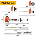 CONENTOOL WS-52-5C 5 in 1 Hedge Trimmer Multi Tool Petrol Strimmer BrushCutter Garden Chainsaw