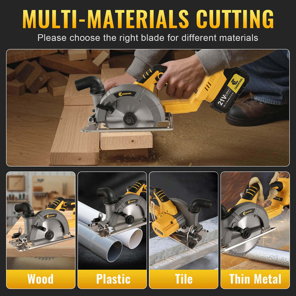 CONENTOOL LJF-03 Handheld Cordless Circular Saw, Equipped With Brushless Motor and Safety Lock 2*4000mAh