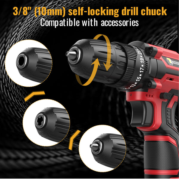 Conentool 12V Drill Driver Set, Electric Screwdriver with 2X 2000mAh Batteries, 35 N.m 34PCS Combi Drill, 25+1 Adjustable Clutch