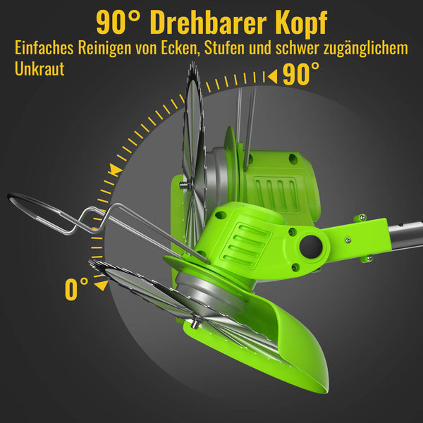 CONENTOOL D1001 Cordless Strimmer Grass Trimmer Cutter Garden Lawn Edger +2 Rechargeable Battery, 2000mAh