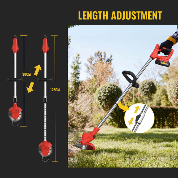 CONENTOOL D1002 21V Cordless Strimmer Grass Trimmer Cutter Garden Lawn Edger +2 Rechargeable Battery, 2000mAh