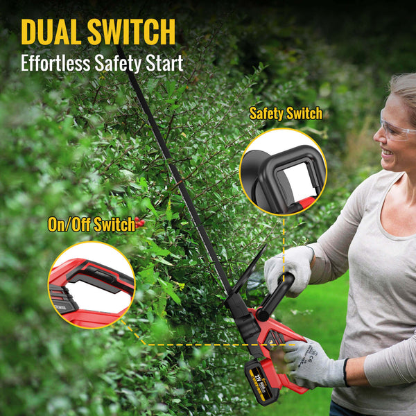CONENTOOL LLJ003 21V 22-inch Hedge trimmer +2 Rechargeable Battery, 4000mAh, Suitable For Yards
