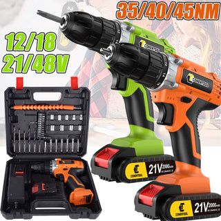 Conentool CTCD-Y21V-009 21V Drill Driver Set, Electric Screwdriver with 2X 2000mAh Batteries, 45 N.m 36PCS Combi Drill, 25+1 Adjustable Clutch