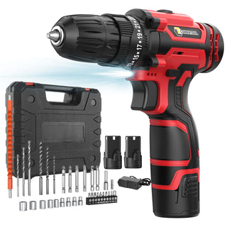 Conentool 12V Brushed Drill Driver Set, Electric Screwdriver with 2X 2000mAh Batteries, 35 N.m Max Combi Drill, 25+1 Torque Power Drills