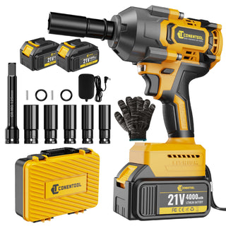 Conentool CTIW-W21V-019 21V Drill Driver Set, Electric wrench, With 2X 4000mAh Batteries, 1000 N.m 11pcs Wrench Accessories, 3ADJUSTABLE TORQUE MODES