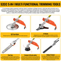 CONENTOOL WS-52-5C 5 in 1 Hedge Trimmer Multi Tool Petrol Strimmer BrushCutter Garden Chainsaw