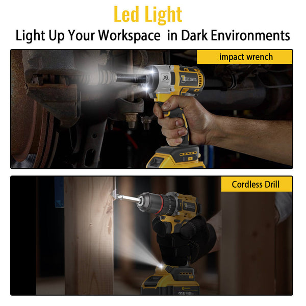 Conentool CTCD-W21V-012 21V Drill Driver Set, Wrench + Screwdriver Combination: 16 pcs Accessories, With 2X 4000mAh Batteries, Wrench: 350-400 N.m / Electric drill: 55 N.m