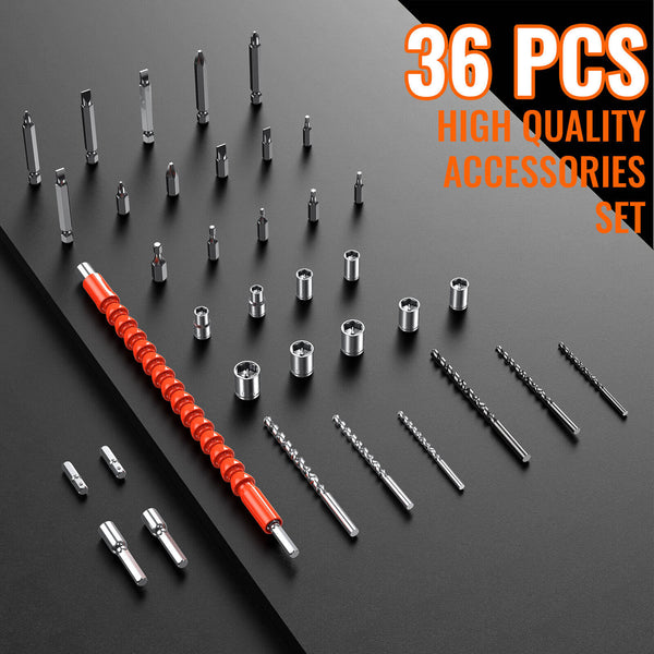 Conentool CTCD-Y21V-009 21V Drill Driver Set, Electric Screwdriver with 2X 2000mAh Batteries, 45 N.m 36PCS Combi Drill, 25+1 Adjustable Clutch