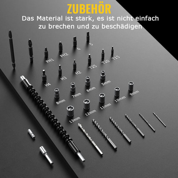 Conentool CTCD-Y21V-015 21V Drill Driver Set, Electric Screwdriver with 2X 2000mAh Batteries, 45 N.m 38PCS Combi Drill, 25+1 Adjustable Clutch