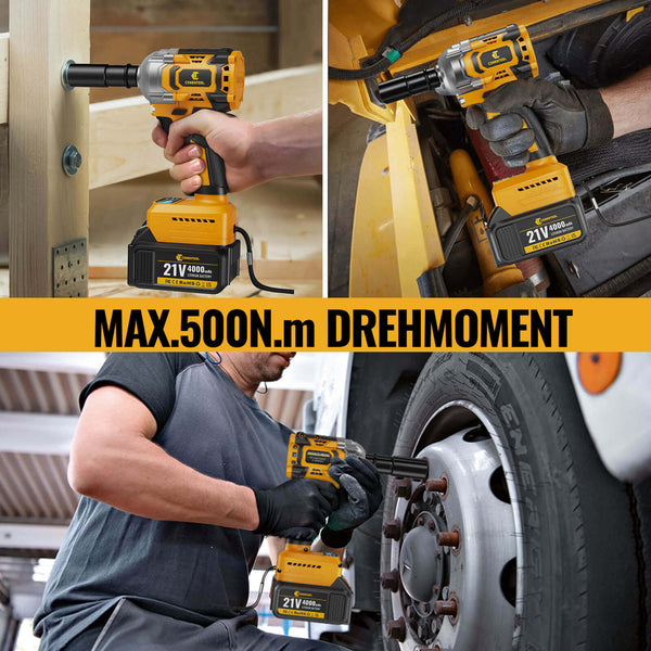 Conentool CTIW-W21V-014 21V Drill Driver Set, 2-in-1 Multifunctional Impact Wrench, With 2X 4000mAh Batteries, 680 N.m 12pcs Wrench Accessories
