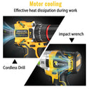Conentool CTCD-W21V-012 21V Drill Driver Set, Wrench + Screwdriver Combination: 16 pcs Accessories, With 2X 4000mAh Batteries, Wrench: 350-400 N.m / Electric drill: 55 N.m