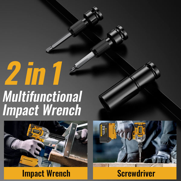 Conentool CTIW-W21V-014 21V Drill Driver Set, 2-in-1 Multifunctional Impact Wrench, With 2X 4000mAh Batteries, 680 N.m 12pcs Wrench Accessories