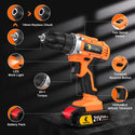 Conentool CTCD-Y21V-009 21V Drill Driver Set, Electric Screwdriver with 2X 2000mAh Batteries, 45 N.m 36PCS Combi Drill, 25+1 Adjustable Clutch
