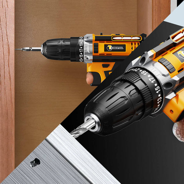 Conentool CTCD-Y21V-015 21V Drill Driver Set, Electric Screwdriver with 2X 2000mAh Batteries, 45 N.m 38PCS Combi Drill, 25+1 Adjustable Clutch