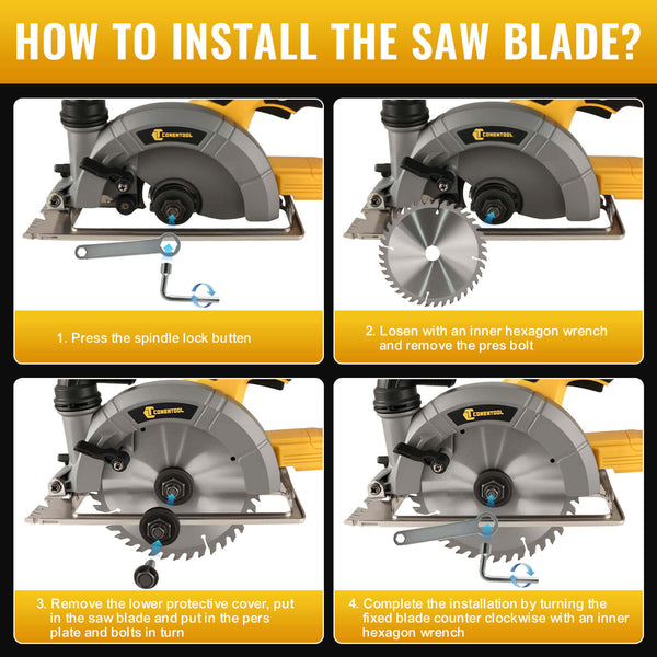 CONENTOOL LJF-03 Handheld Cordless Circular Saw, Equipped With Brushless Motor and Safety Lock 2*4000mAh