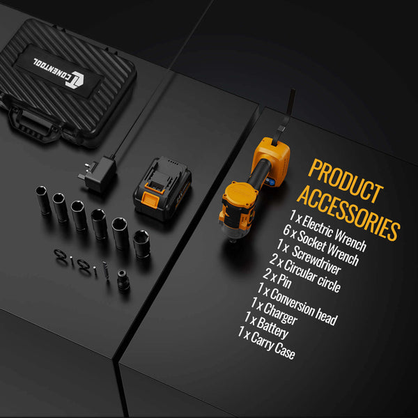Conentool 680Nm(500ft-lbs) Brushless Impact Wrench High Torque, 2 Power Battery Impact Gun w/ 4.0Ah Battery, Fast Charger, Variable Speeds for Car Tire Truck RV Mower