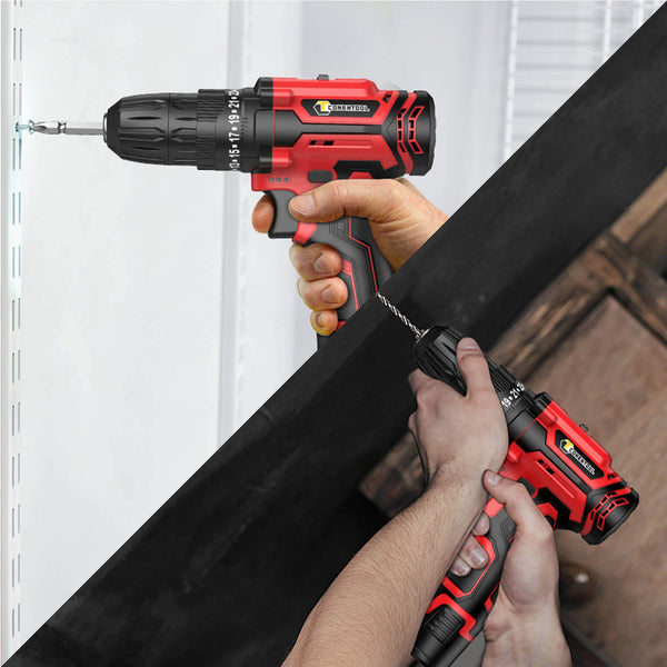 Conentool 12V Drill Driver Set, Electric Screwdriver with 2X 2000mAh Batteries, 35 N.m 34PCS Combi Drill, 25+1 Adjustable Clutch